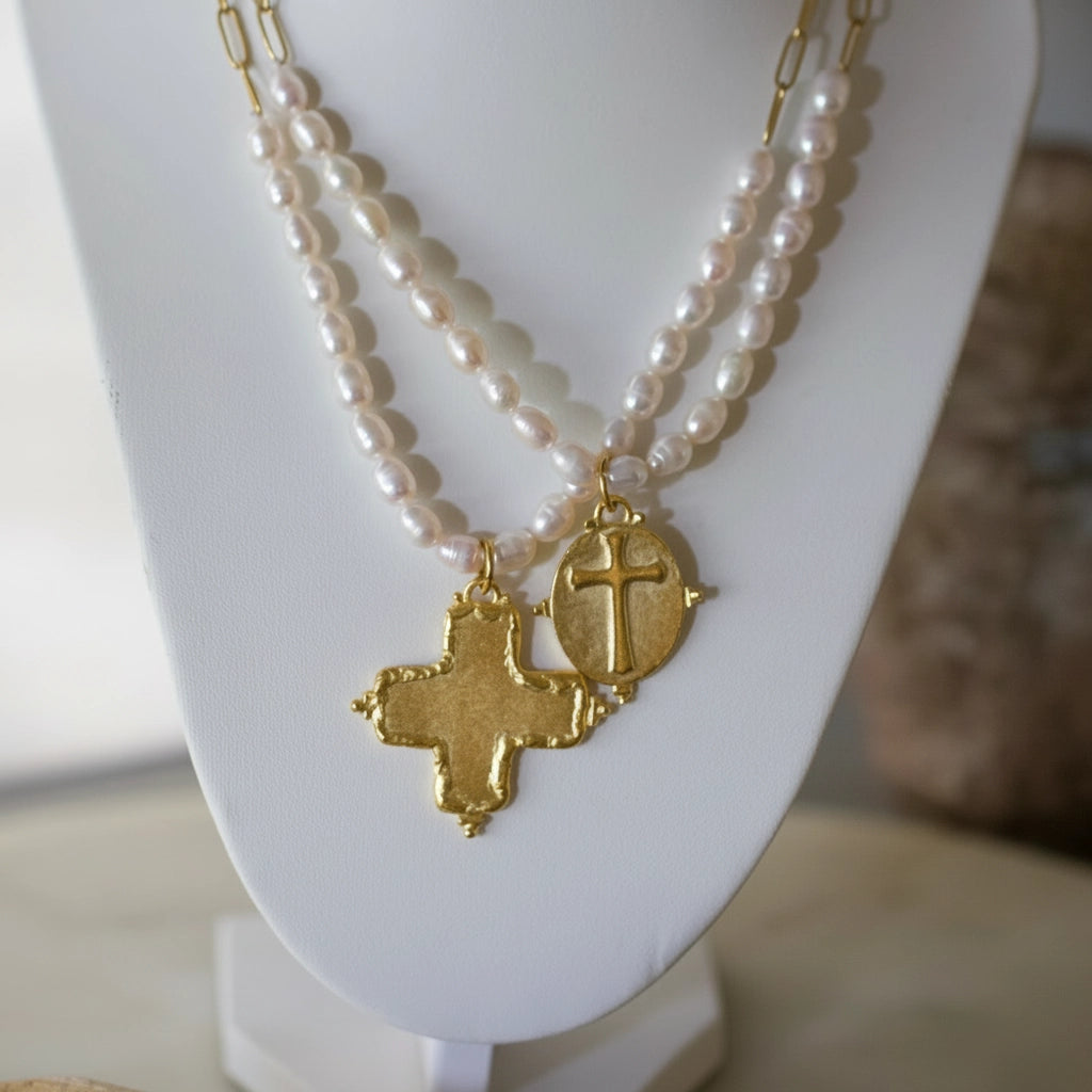 Pearl & Cross Necklace